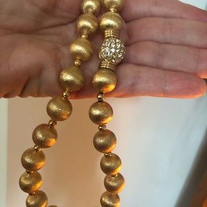 Gold bead necklace and earrings